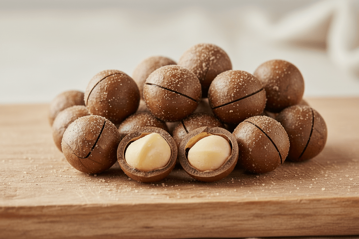 Macadamianötter med skal – Vaniljsmak - Going Nuts AB Macadamianötter med skal – Vaniljsmak